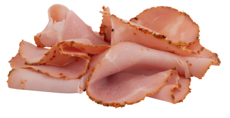 Fresh smoked ham cut out isolated transparent background