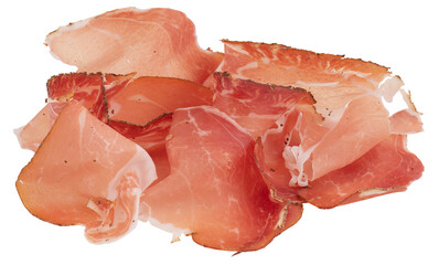 Fresh smoked ham cut out isolated transparent background