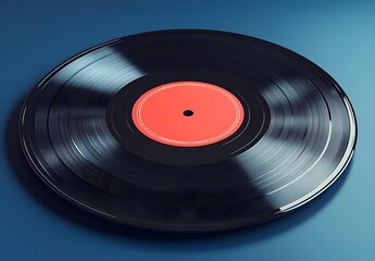 Fototapeta premium Vinyl Record on Blue Background.