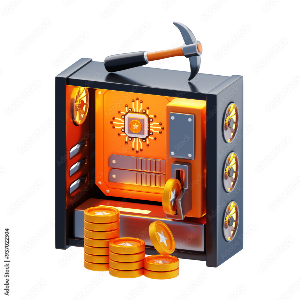 Poster 3d cpu mining leverages the power of the processor. 3d icon