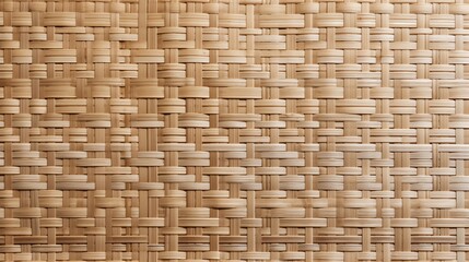 A close-up view of a woven bamboo mat, showcasing intricate patterns and textures. The natural color tones create a warm and inviting atmosphere.