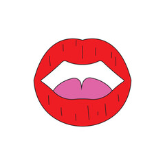 Vector illustration of sexy woman lips with different emotions.