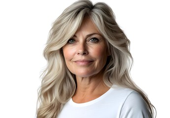Naklejka premium Portrait of a Beautiful Middle-Aged Woman with Blonde Hair.
