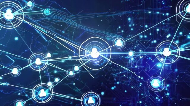 Abstract digital network with glowing connections and nodes, illustrating technology, communication, and data flow in modern systems.