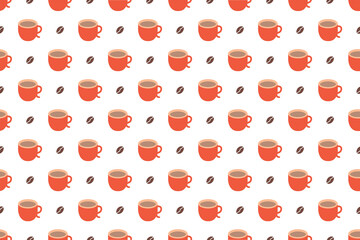 コーヒーのシームレスパターン、背景透過