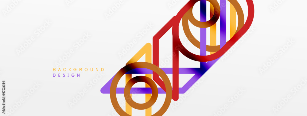 Poster abstract background - colorful circle lines technology or business digital template