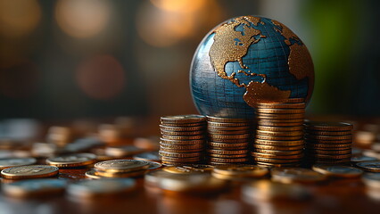 Globe and Stack of coins