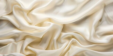 Obraz premium Close-up of cream-colored fabric with intricate folds and soft texture, perfect for fashion or interior design.
