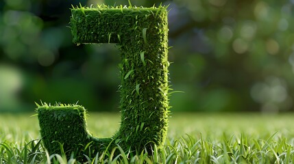 Grass alphabet letter J isolated on grass background