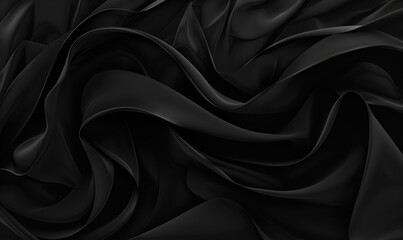 Obraz premium Black fabric with intricate folds and smooth texture, creating a luxurious and elegant background.