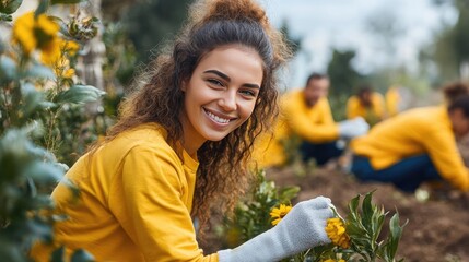 A group of volunteers helping to renovate a local school or community center, showcasing the hands-on commitment to improving shared spaces
