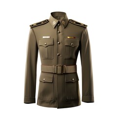 Naklejka premium Photo of Khaki Military Uniform with Insignia and Tactical Design