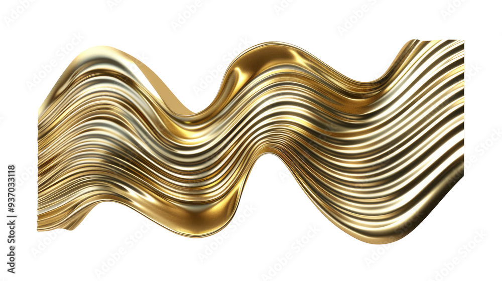 Wall mural a wavy, golden abstract design with smooth curves and reflections.