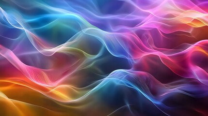 Obraz premium 66. Radiant wave patterns in various hues flowing smoothly in a transparent setting