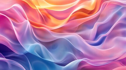 66. Radiant wave patterns in various hues flowing smoothly in a transparent setting