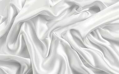 Fototapeta premium White fabric folds creating smooth and silky texture.