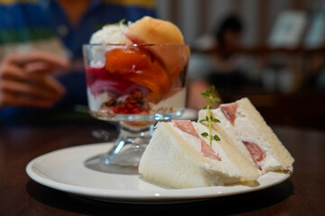 cream dessert with fruit