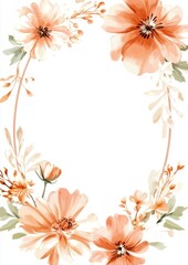 A decorative floral frame with soft peach-colored flowers and greenery.