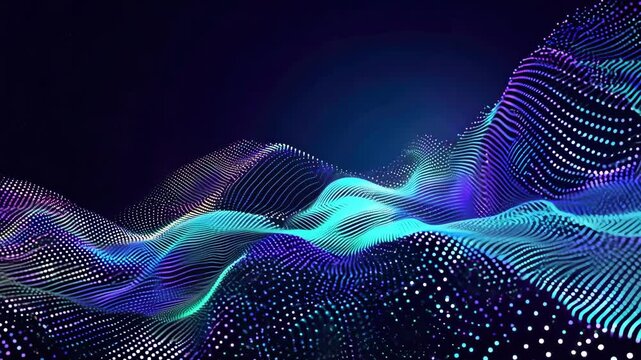 Abstract wave design with vibrant colors and dynamic motion, perfect for technology or music backgrounds.