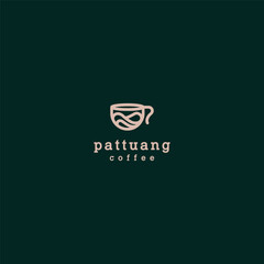 Minimal line logo coffee shop vector