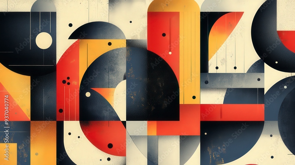 Poster modern geometric patterns: striking flat design illustration with structured shapes and dynamic comp