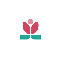 Logo flower with leaf and blank background