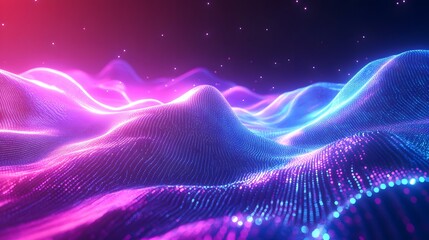 51. Neon-colored waveforms interacting with each other in a clear 3D space