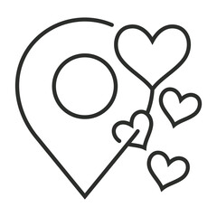 Wedding location outline icons, minimalist vector illustration and transparent graphic element. Isolated on white background