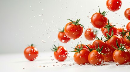 Fresh Rinsed Tomatoes Falling on a Kitchen Counter, Organic Food Backdrop, Farm Grown Cookbook Recipe Ingredients Background, Restaurant Menu Wallpaper, Culinary Delicious Tasty Fruit and Vegetables