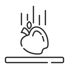 Apple gravity outline icon, showing physics outline icon, editable vector illustration and transparent graphic element. Isolated on white background