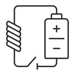 Electrical circuit outline icon, showing physics outline icon, editable vector illustration and transparent graphic element. Isolated on white background