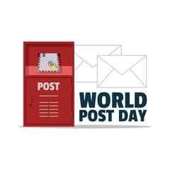 World Post Day Poster with a red mailbox