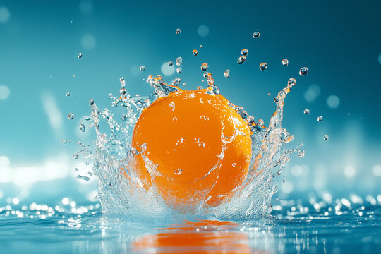 An artistic shot of a single water balloon mid-burst, with droplets and splashes captured in high detail against a contrasting background, emphasizing the dynamic and refreshing nature of the game