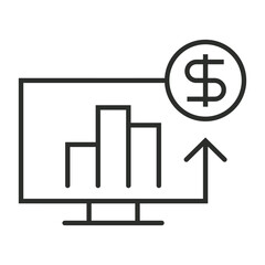Digital profit outline icon, showing marketing outline icon, minimalist vector illustration and transparent graphic element. Isolated on white background