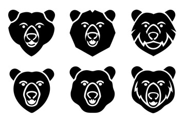 Set of Bear head icon silhouette vector illustration