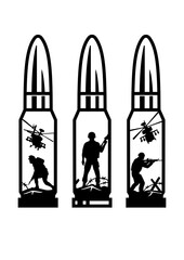 Bullet Soldier | First Responder | Soldier | Helicopter | Army in the Bullet | Ammunition | Army | Bullet | Original Illustration | Vector and Clipart | Cutfile and Stencil