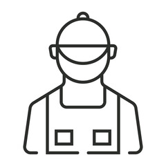 Engineer outline icon, showing car service outline icon, minimalist vector illustration and transparent graphic element. Isolated on white background