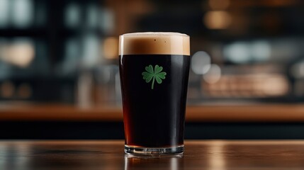 Glass of Guinness with Shamrock