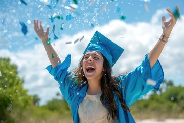 Fototapeta na wymiar Triumphant Teenager Celebrates Graduation Milestone