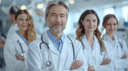 Fototapeta premium Scrolling list of several doctors profiles on a webpage, vertical, super clean minimalistic design.