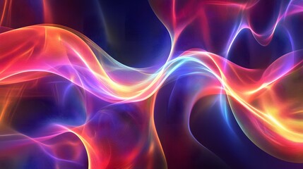 Obraz premium 34. Neon-colored curves creating a hypnotic, wave-like design in a transparent setting