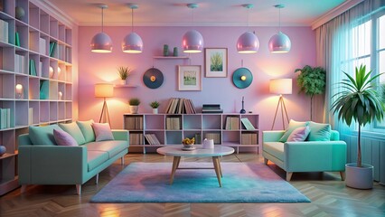 dreamy pastel record room ambiance