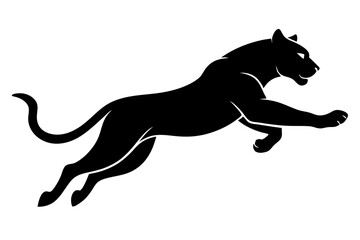 tiger jumping silhouette, jumping leopard, Jumping tiger silhouette vector illustration

