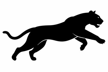 tiger jumping silhouette, jumping leopard, Jumping tiger silhouette vector illustration

