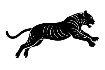 Obraz premium tiger jumping silhouette, jumping leopard, Jumping tiger silhouette vector illustration