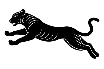 tiger jumping silhouette, jumping leopard, Jumping tiger silhouette vector illustration

