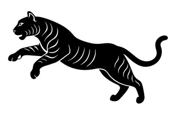 tiger jumping silhouette, jumping leopard, Jumping tiger silhouette vector illustration


