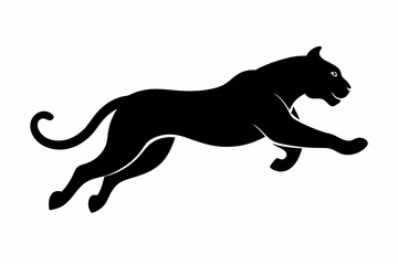 tiger jumping silhouette, jumping leopard, Jumping tiger silhouette vector illustration

