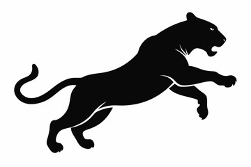 tiger jumping silhouette, jumping leopard, Jumping tiger silhouette vector illustration

