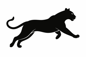 tiger jumping silhouette, jumping leopard, Jumping tiger silhouette vector illustration

